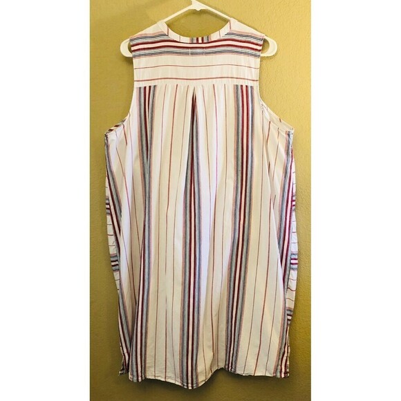 Old Navy Size XXL Tank Dress Linen Striped Button Down 100% Cotton Beachy Flowy - Picture 5 of 7